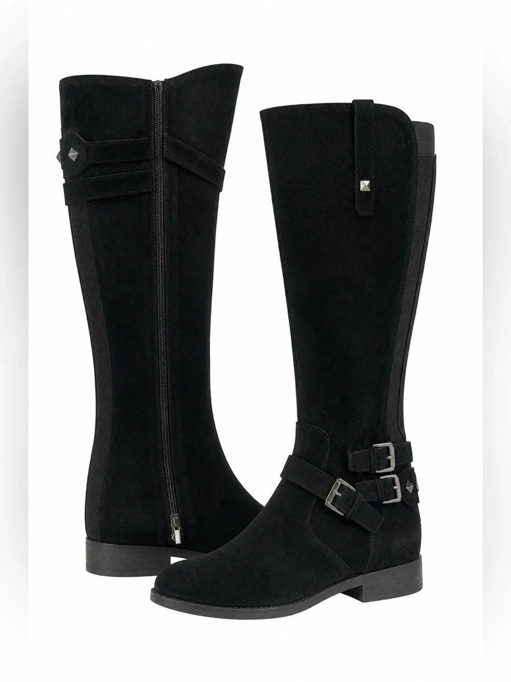 Marc Fisher Classic Black Suede Knee-High Riding Boots